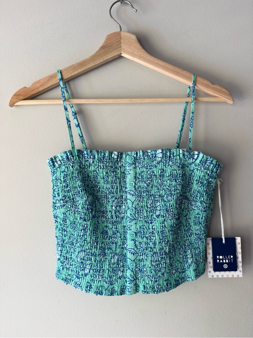 Roller Rabbit Smocked Tank Crop Top
